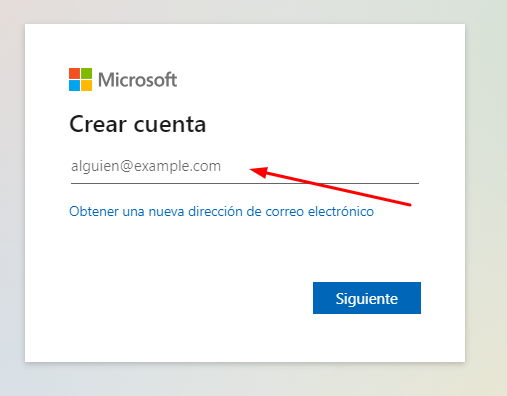 crear cuenta de onedrive paso 2