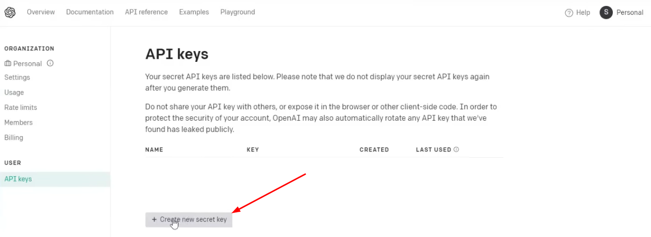 crear clave api openai paso 2