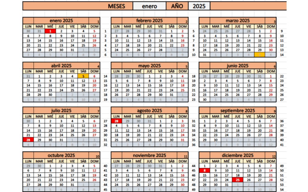 plantilla excel calendario perpetuo anual